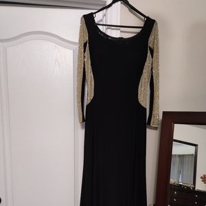 Black Evening gown, with beaded arms